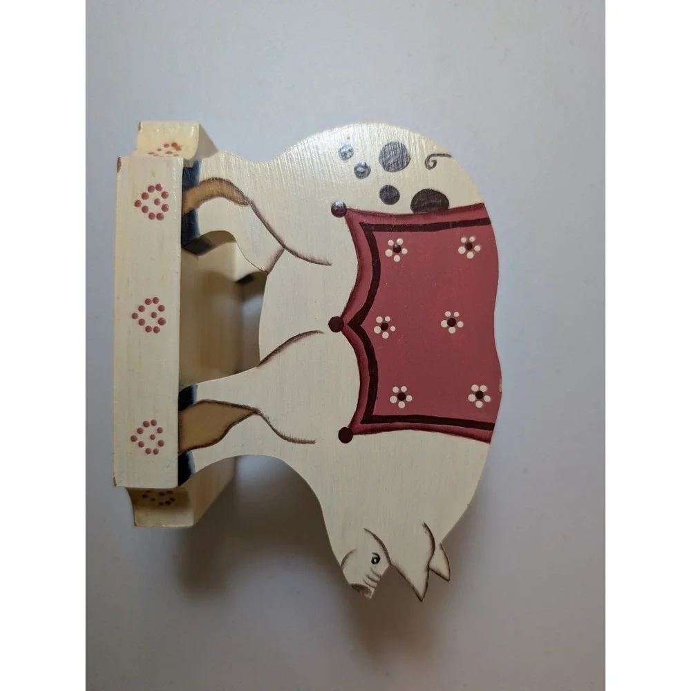Hand Painted Wooden Pig Napkin Letter Holder Country Farmhouse Folk Art Decor